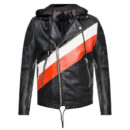 Men Fashion Style Genuine Leather Hooded Biker Jacket