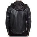 Men Fashion Style Genuine Leather Hooded Biker Jacket