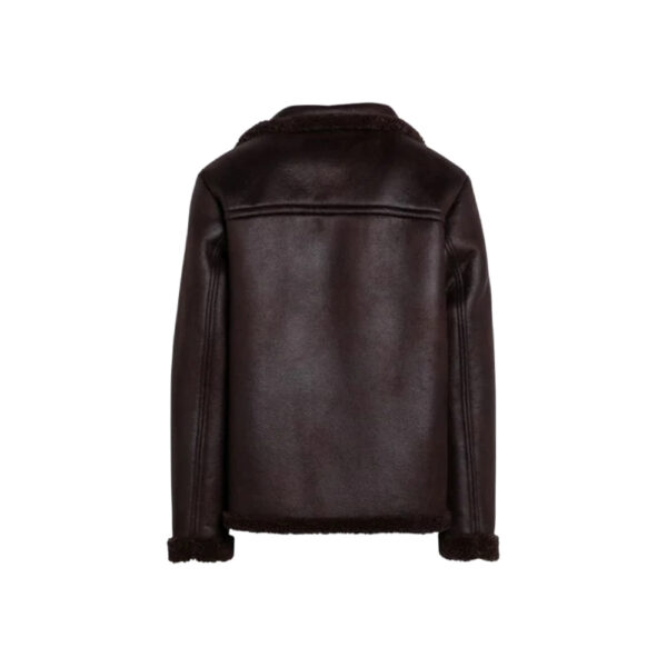 Men's Black Classic Faux Leather Jacket With Faux Fur Lining - Image 2