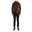 Men Fashion Style Genuine Hart Fur Brown Leather Jacket