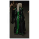 American Singer Long Leather Coat Black And Green Line
