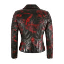 SuperModel Black Red Wax Gold Sparkle Real Leather Biker Gothic Fashion Jacket
