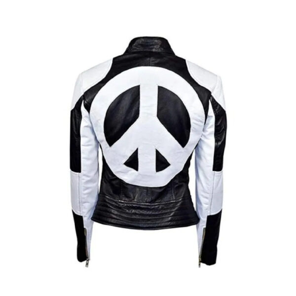 Woman Fashion Style Genuine Black Leather Biker Jacket - Image 2