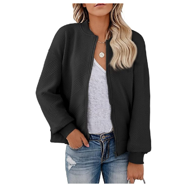 Women’s Bomber Jacket – Casual Stand Collar Zip-Up Lightweight Jacket With Pockets