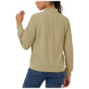 Women’s Khaki Lightweight Bomber Jacket – Windbreaker Zip-Up Casual Moto Outerwear