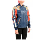 Women's 100% Leather Multi-Color Full-Zip Bomber Jacket
