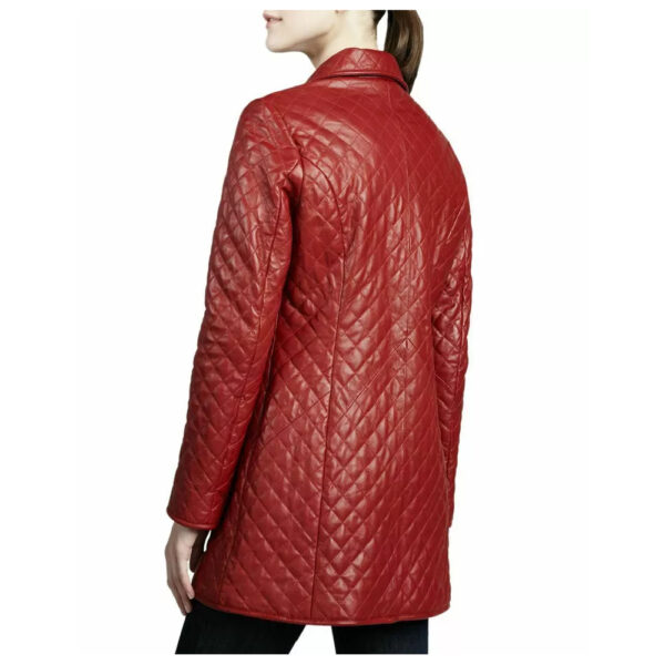 Leather Jacket For Women Red Coat Stylish Hot Real Lambskin - Image 2