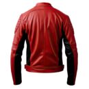 Men’s Padded Red And Black Sheepskin Genuine Leather Biker Jacket Cafe Racer