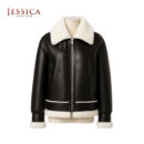 Denny&Dora Women's Sheepskin Fur Jacket – Winter Short Coat with Zipper, Casual Shearling Outerwear, Warm & Stylish