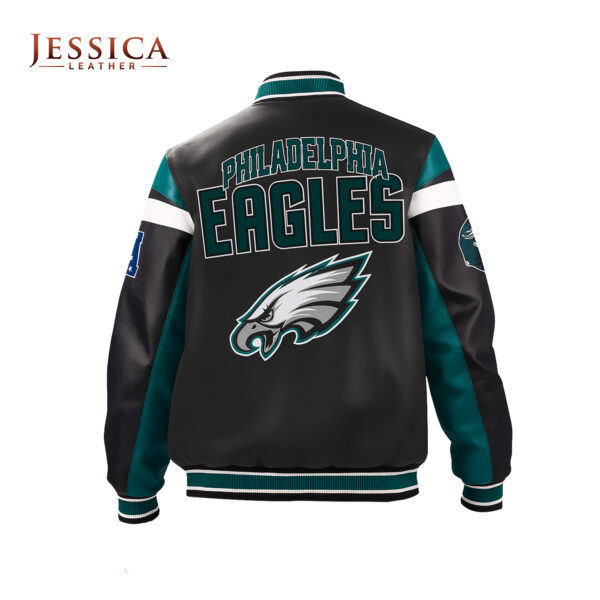 NFL Philadelphia Eagles Multicolor Leather Jacket | Men & Women Varsity Bomber | Eagles Team Fan Gear - Image 2